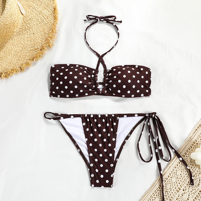 Solid Color Split Swimsuit Tube Top Strap Bikini Bella Mia