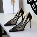 Design Hollow Out Cutout Lace Mesh Super High Heel Women Shoes Slip on Cocktail Pointed Toe Pumps Women Shoes