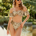 Sexy Lace Up Swimsuit Spring Beach Hollow Out Cutout Printed Bikini Swimsuit Bella Mia