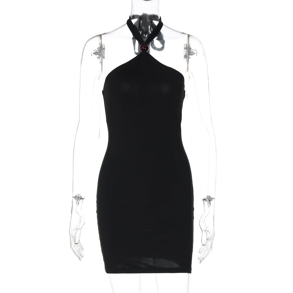 Women Clothing Summer Sexy Slim Fit Backless Halter Sheath Dress Bella Mia