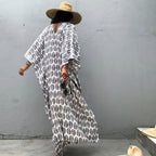 Beach Cover Up Front Back V Neck Loose Robe Seaside Vacation Skirt Bikini Sun Protection Shirt Bella Mia
