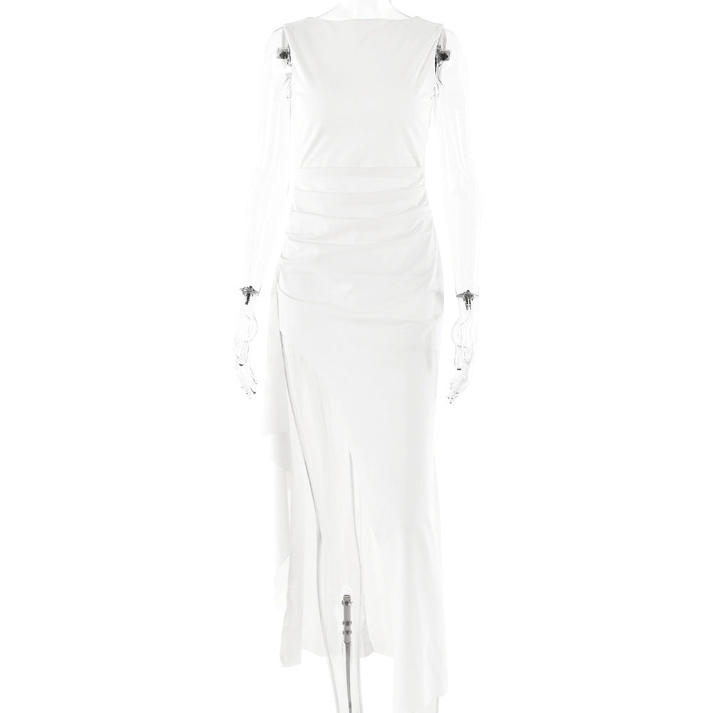 Spring Summer Backless round Neck Sleeveless High Slit Dress Women Sexy Slim Fit Maxi Dress Bella Mia