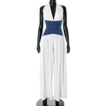 Women Clothing Spring Summer Halter Strap Contrast Color Zipper Tube Top Wide Leg Loose Jumpsuit Bella Mia