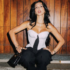 Street Shooting Sexy Wrapped Chest Tie Pure Want to Corset Solid Color Vest Women Bella Mia