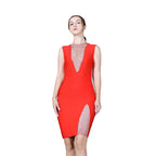 Summer Net Drill Sexy Sleeveless Bandage One Piece Dress Elegant Women Clothing Bella Mia