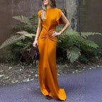 Running Environment Spring Summer Satin Lace-up Sleeveless Dress Casual Vacation Women Dress Bella Mia