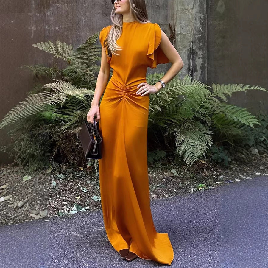 Running Environment Spring Summer Satin Lace-up Sleeveless Dress Casual Vacation Women Dress Bella Mia