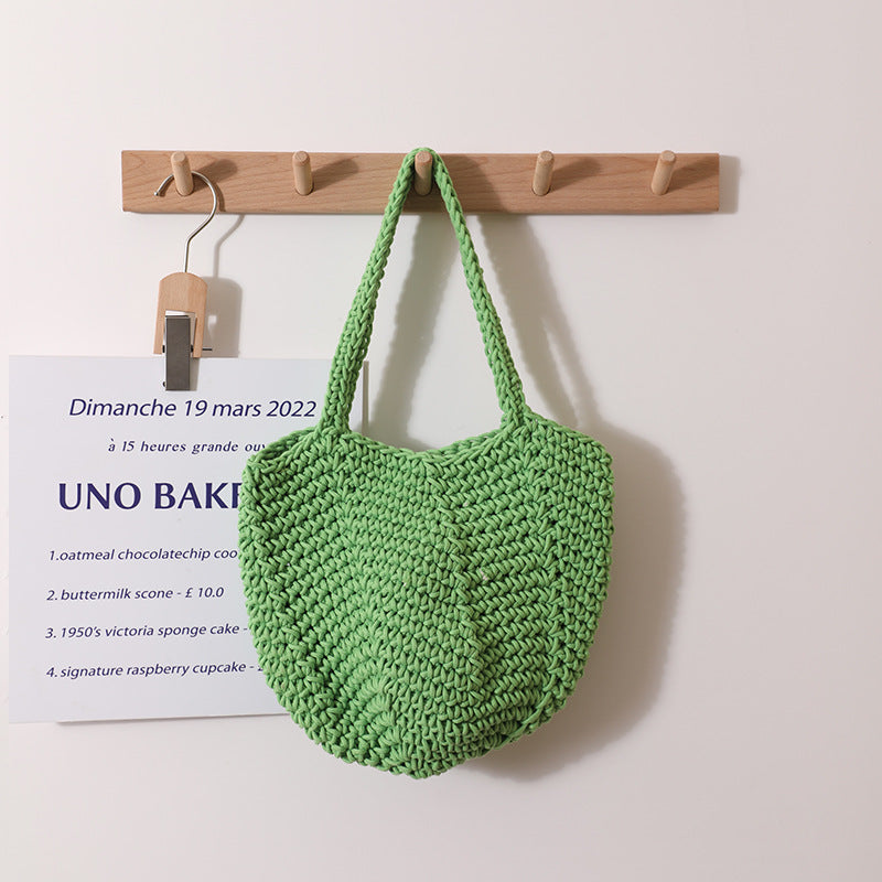 South Korea Vintage Shoulder Cotton Thread Woven Bag Crochet Handbag Straw Bag Vacation Beach Bag Bella Mia