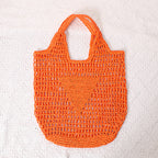 Large Capacity Hollow Out Cutout Straw Bag Fresh Candy Color One Shoulder Tote Woven Bag Portable Women Beach Bag Bella Mia