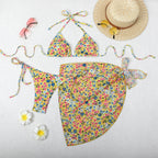 Printed Bikini Three Piece Gauze Skirt Split Sexy Vacation Bikini Swimsuit Bella Mia