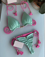 Backless Braid Rope Bikini Triangle Swimsuit Multi-Color Swimwear Bella Mia