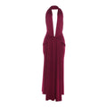 Women Clothing Sexy Halter Deep V Plunge neck Backless Split Solid Color Dress Bella Mia