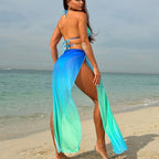 Gradient Mesh Maxi Dress Drawstring Banded Bikini Bikini Three Piece Swimsuit Bella Mia