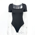 Bodysuit Summer Women Clothing Sexy Tight Square Collar Short Sleeve Bodysuit Bella Mia