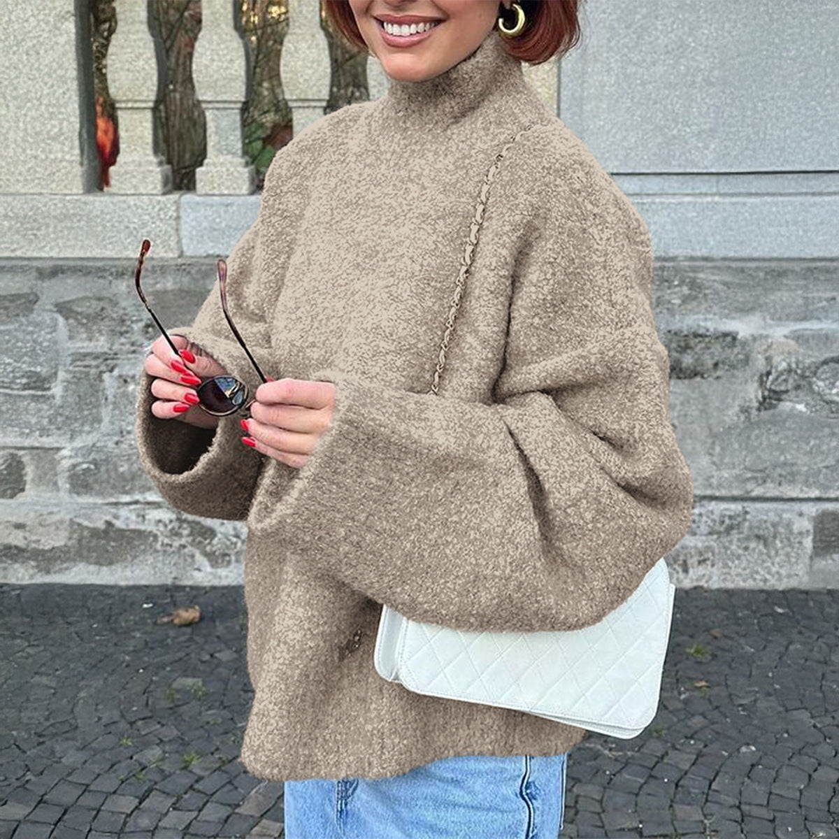 Casual Wool Long Sleeve Coat Sweater Women Clothing Autumn Winter Bella Mia