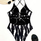 Swimsuit Women Sexy Backless Swimsuit Spring V Neck Lace up Swimsuit