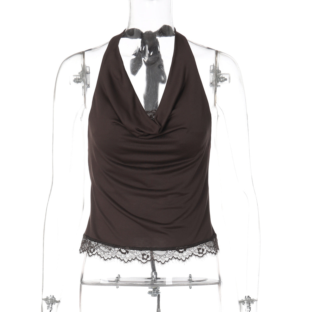Lace Stitching Swing Collar Halterneck Vest Women Winter Sexy Inner Wear Outer Wear Slim Fit Tied Top Women Bella Mia