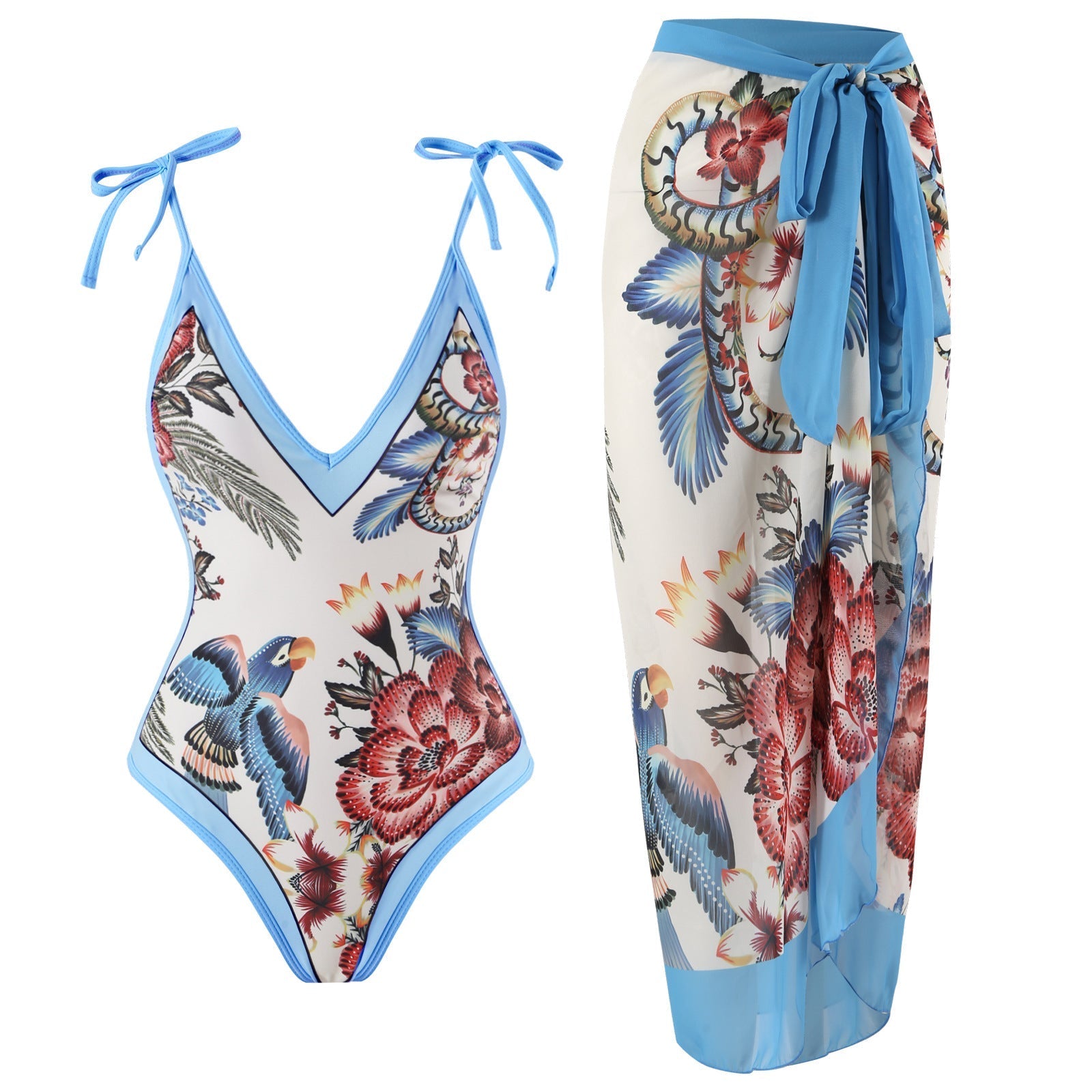 Women One Piece Swimsuit Women Skinny Slimming Retro Tied Swimsuit Suit Chiffon Dress Bella Mia