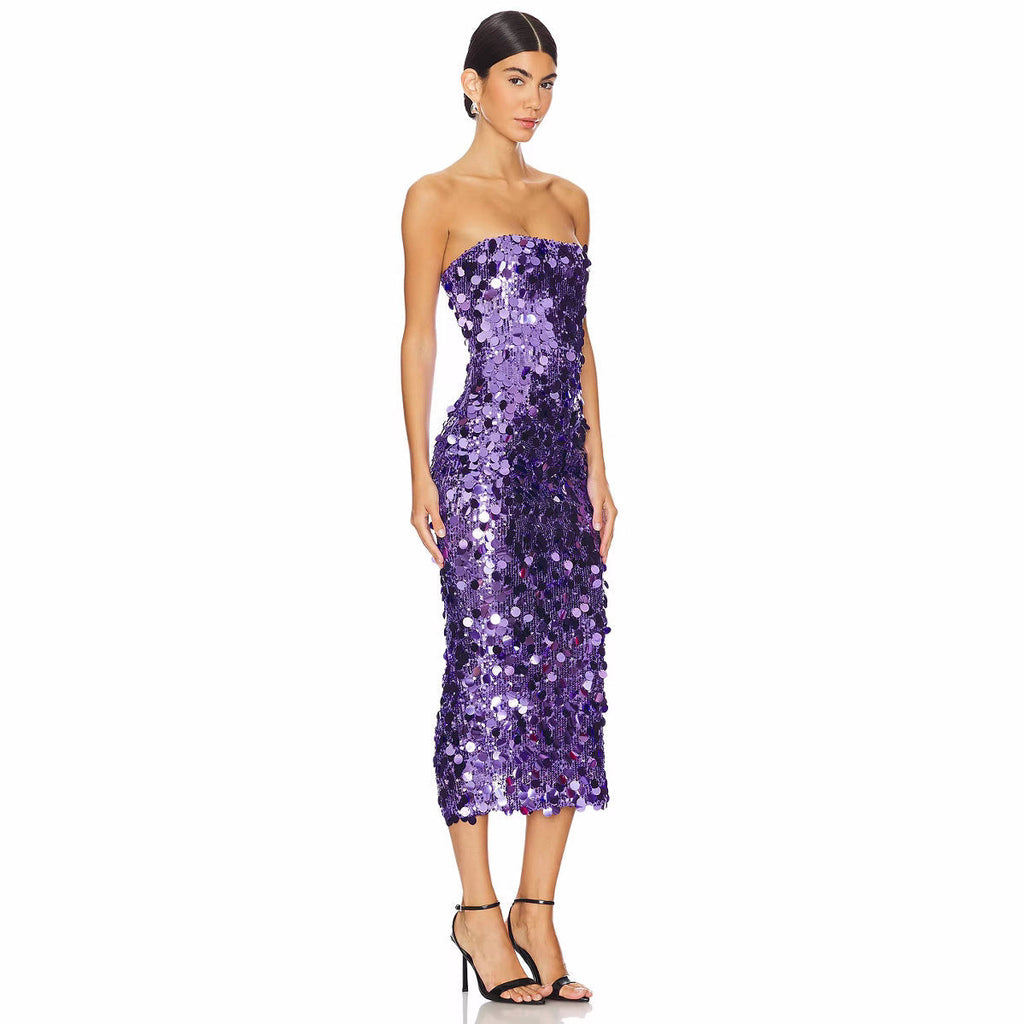 Women Clothing Sexy Tube Top Backless Sequ Dress Sexy Party Party Split Evening Dress Bella Mia