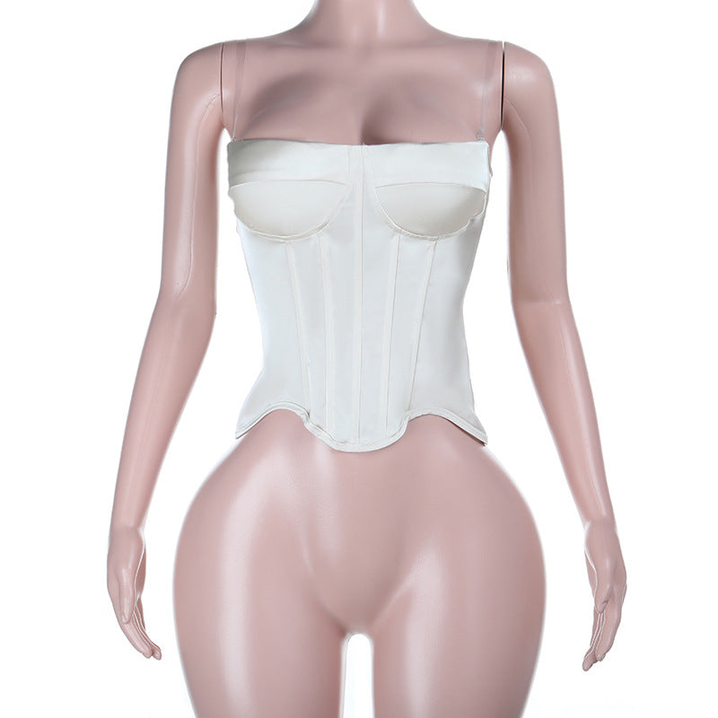 Satin Sexy Backless Tube Top Waist Top Women Sexy Vest Bella Mia