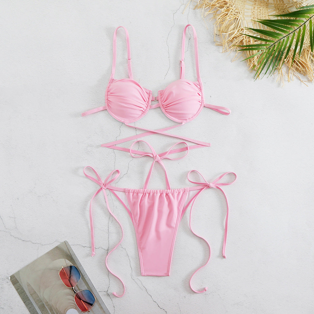 Multi Rope Lace up Tube Top Bikini Sexy Backless Split Swimsuit Women Bella Mia
