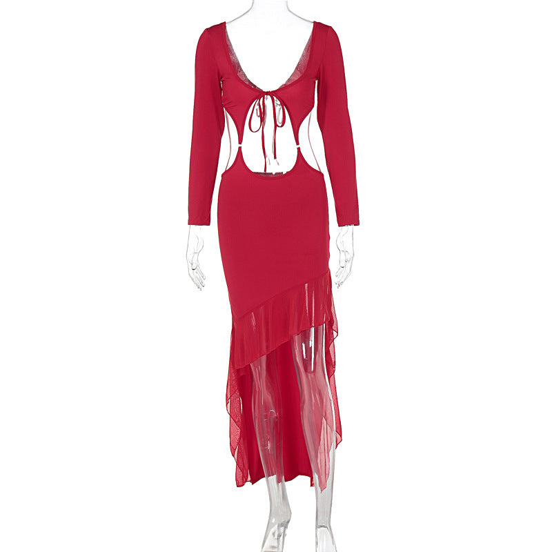 Women Clothing Summer Sexy Hollowed Out Wrapped Chest Backless Slim Fit High Waist Dress Bella Mia