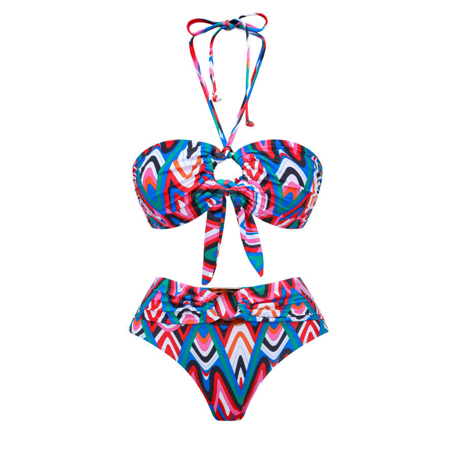 Push up Bikini Sexy High Waist Bikini Split Three Piece Swimsuit Women Chiffon Bella Mia