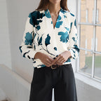 Spring Autumn Casual Artistic Shirt Long Sleeve Ink Floral Printed Shirt Bella Mia