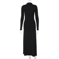 Spring Women Long Sleeve High Neck Sexy Backless Slit Maxi Dress Dress Bella Mia
