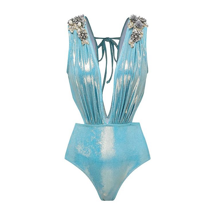 V neck Backless Lace up Sexy Swimsuit Women Clothing Bella Mia