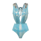 V neck Backless Lace up Sexy Swimsuit Women Clothing Bella Mia