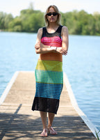 Knitted Wide Horizontal Color Pattern Vest Dress Holiday Casual Beach Bikini Cover Bella Mia