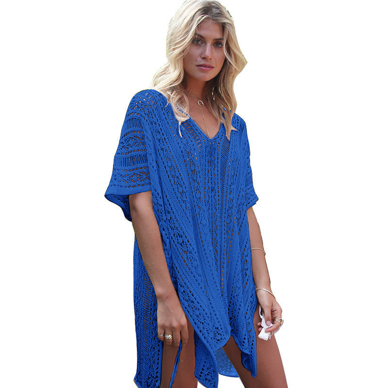 Summer Bikini Sun Protective Blouse Hollow Out Cutout Split Sexy Beach Dress for Women Crochet hook Crochet hook Crochet hook Bella Mia