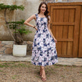 Rayon Ruffle Sleeve Vest Dress Vacation Elegant Big Hem Dress