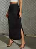 Women Split Satin Skirt Summer Satin Artificial Silk Long Skirt Bella Mia