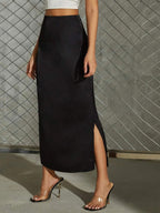 Women Split Satin Skirt Summer Satin Artificial Silk Long Skirt Bella Mia