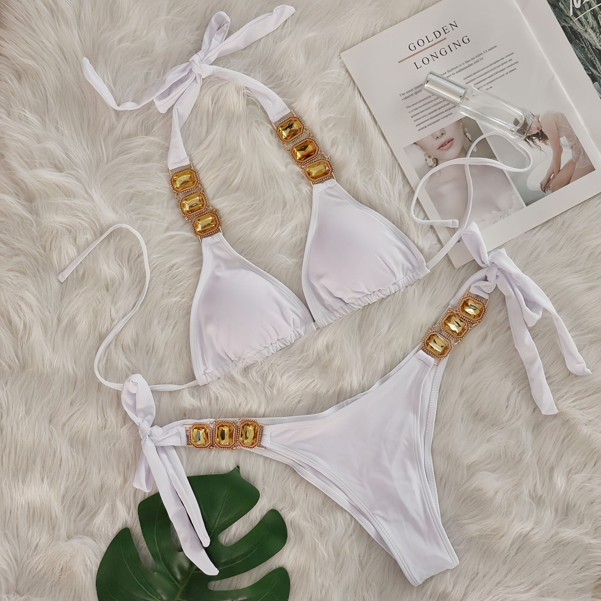 Crystal Diamond Bikini Sexy Women Split Bandage Swimsuit Beach Vacation Swimsuit Bella Mia