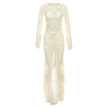 Summer Women Collection V neck See through Sexy L Hollow Out Cutout out Pleated Lace Slim Fit Dress Bella Mia