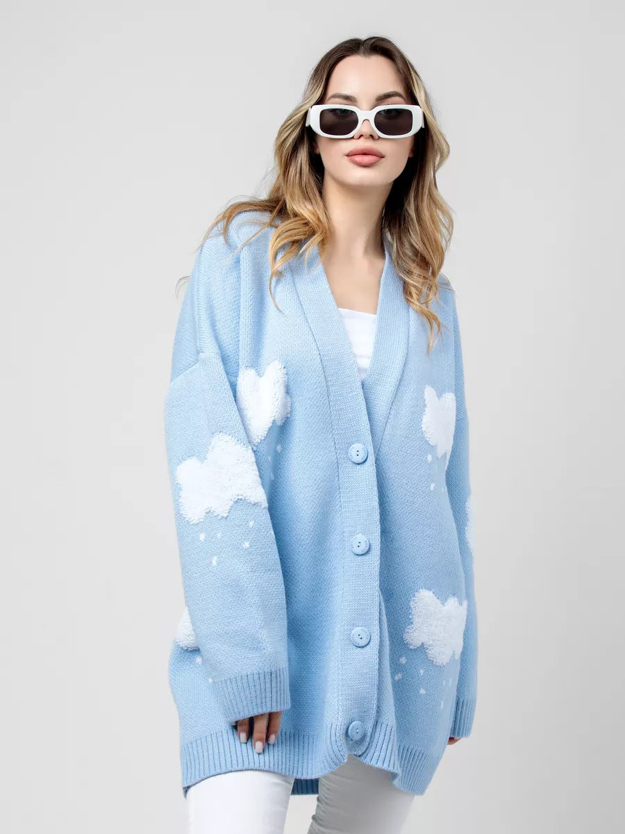 Women Turtleneck Cloud Cute Sweater Cardigan Knit Casual Daily Autumn Winter Women Coat Top Bella Mia