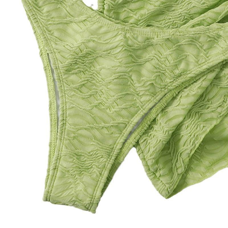 Sexy Lace up Swimsuit Three Piece Wind Beach Seaside Vacation Bikini Swimming Suit Bella Mia