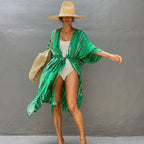 Rayon Printed Beach Cover-up Sexy Cardigan Belt Sun Protection Shirt Beach Cover Up Bella Mia