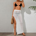 Sexy Hollow Out Cutout out See through Beach Skirt Solid Color Crocheted High Waist Slit Vacation Maxi Dress Bella Mia