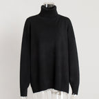 Turtleneck Sweater Women Autumn Winter Casual Sweater Slit Loose Solid Color Knitted Sweater Bella Mia