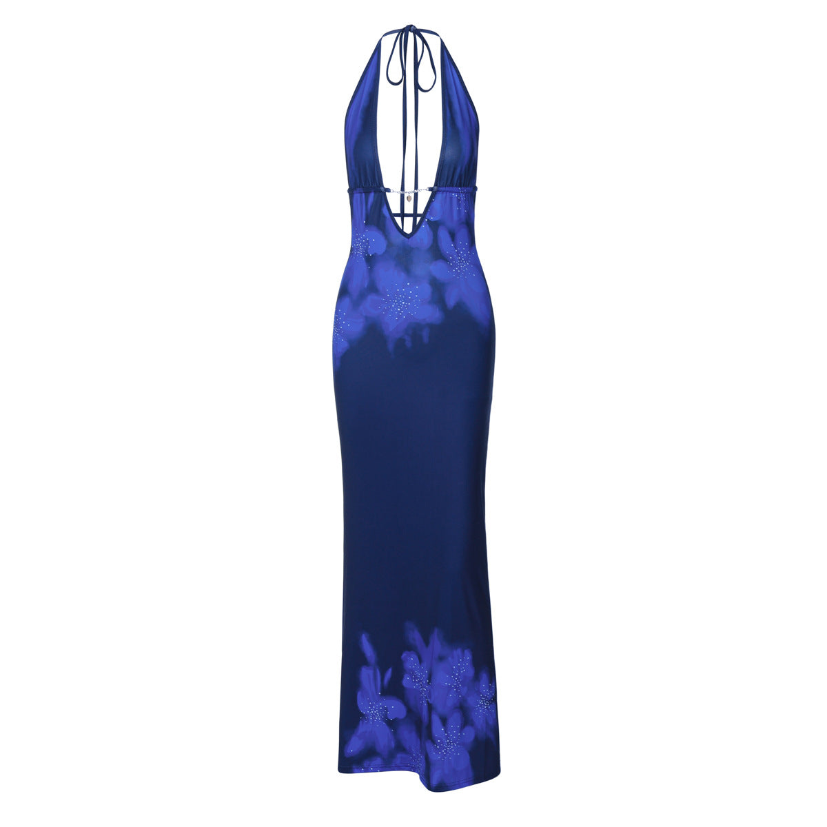 Women Clothing Autumn Printed Sexy Backless Slim Fit Split Lace up Dress Bella Mia