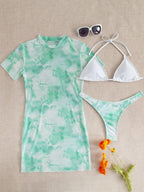 Bikini Outer Single Swimsuit Bikini Women Split Sleeved Blouse Swimsuit Three Piece Yongzh Bella Mia