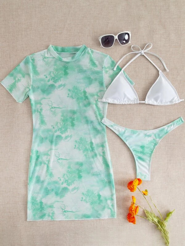 Bikini Outer Single Swimsuit Bikini Women Split Sleeved Blouse Swimsuit Three Piece Yongzh Bella Mia