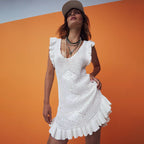 Summer Beach Dress Women Solid Color Sexy Knitted Hollow Out Cutout Bikini Swimsuit Blouse Sun Protective Clothing Crochet hook Bella Mia