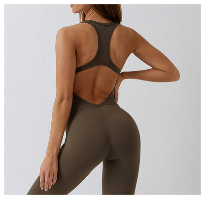 Fashion Tight Dance Yoga Jumpsuit Nude Feel Sports Fitness Clothes Beauty Back Quick-Drying Sexy Empty Dance Jumpsuit