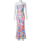 Women Clothing Spring Printed off Neck Backless Sexy Dress Women Bella Mia