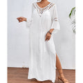 Women Clothing Hand Crocheting Stitching Colorful Ball Sexy Hollow Out Cutout out Backless Loose Beach Long Overskirt Bella Mia